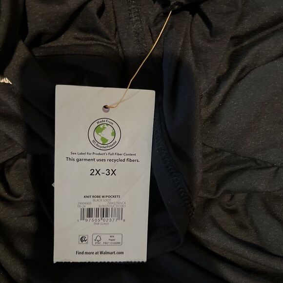 Joyspun Women's Black Soft Knit Robe With Pockets, Size (2X-3X) - Picture 10 of 10